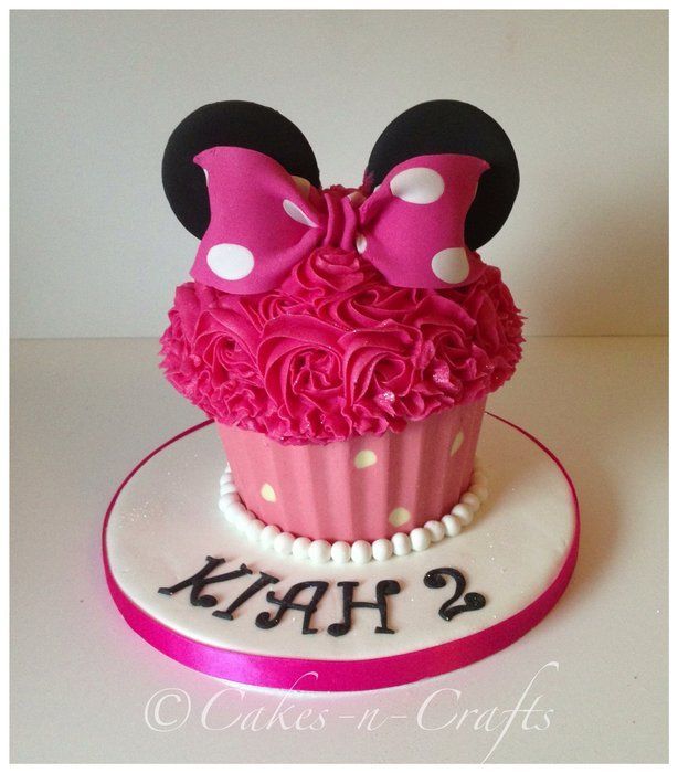 minnie mouse cupcake | Minnie Mouse giant cupcake with a chocolate pink and white spotty case …