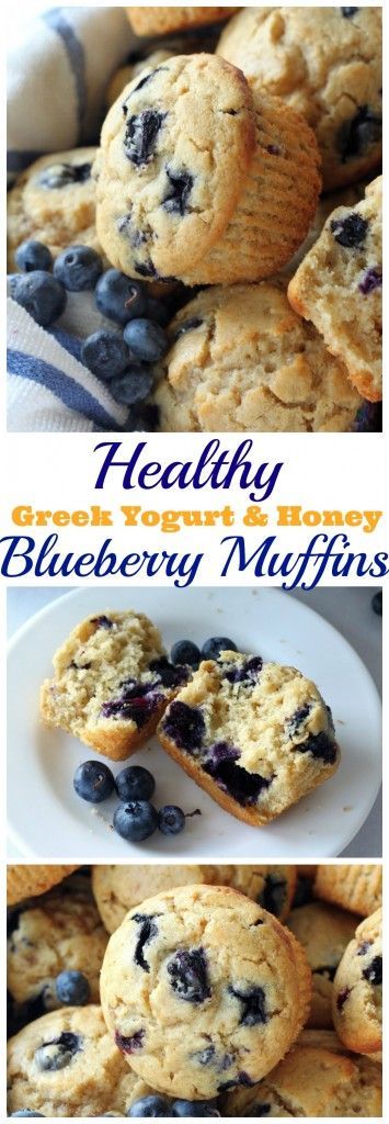 My favorite blueberry muffin recipe! Incredibly moist, tender, and bursting with berries – these healthy greek yogurt and honey