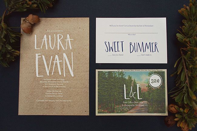 Nature Themed Winter Wedding Inspiration – great invitation suite with adorable typography featured on Green Wedding Shoes