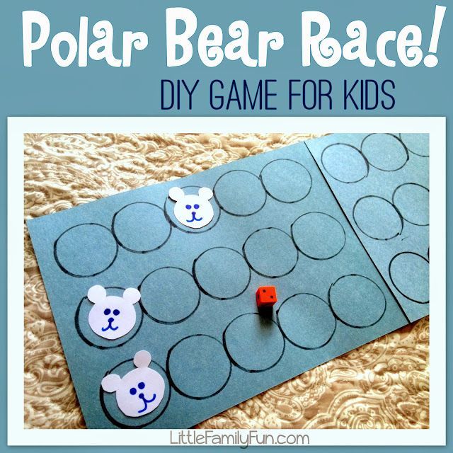 Polar Bear Race. Fun Polar Bear activity for preschoolers. Simple to make and so fun to play!