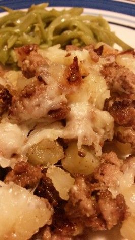“Poor Man’s Hash” Ground Beef and Potatoes. Tried this, added onions, garlic and onion powder, and shredded cheese afterwards.