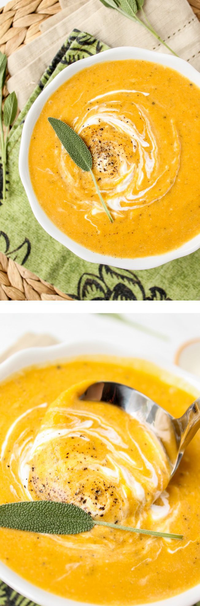 Roasted Butternut Squash Soup from The Food Charlatan // This soup is full of flavor but not calories! Comfort food for a cold