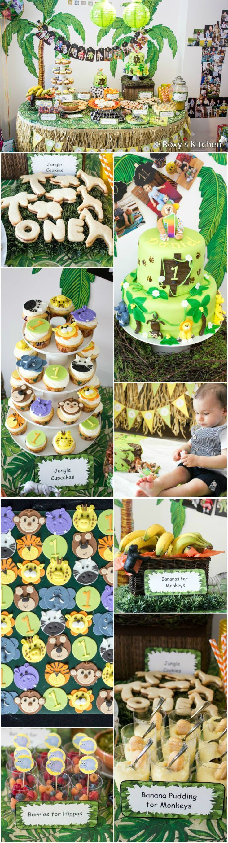 Safari / Jungle Themed First Birthday Party – Dessert Ideas. Great for a Baby Shower Too! Jungle Cake, Smash Cake, Jungle Animal