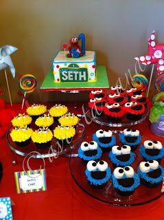 Sesame Street Birthday Party Ideas — want to make elmo cupcakes for Brooks’ birthday!