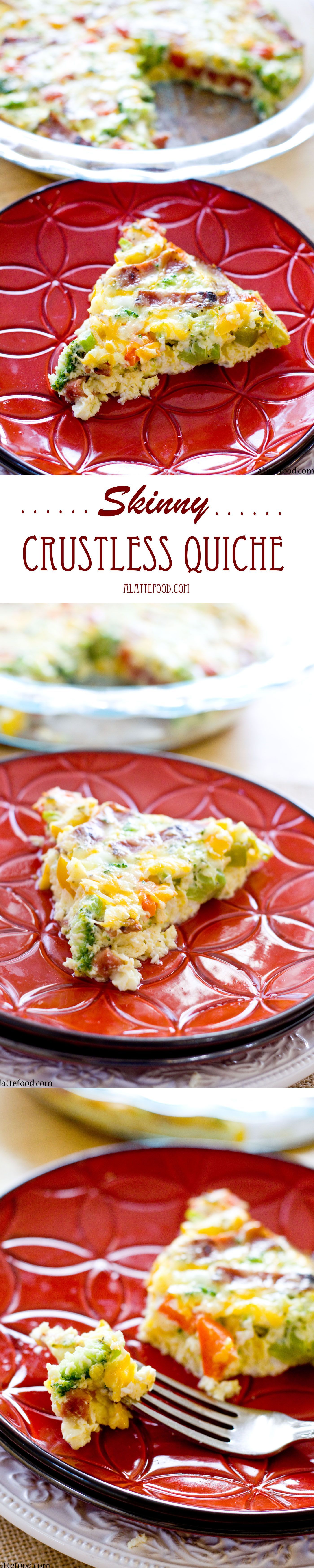 Skinny Crustless Quiche | This delicious quiche has all the taste without the calories! You won’t feel guilty serving up a slice