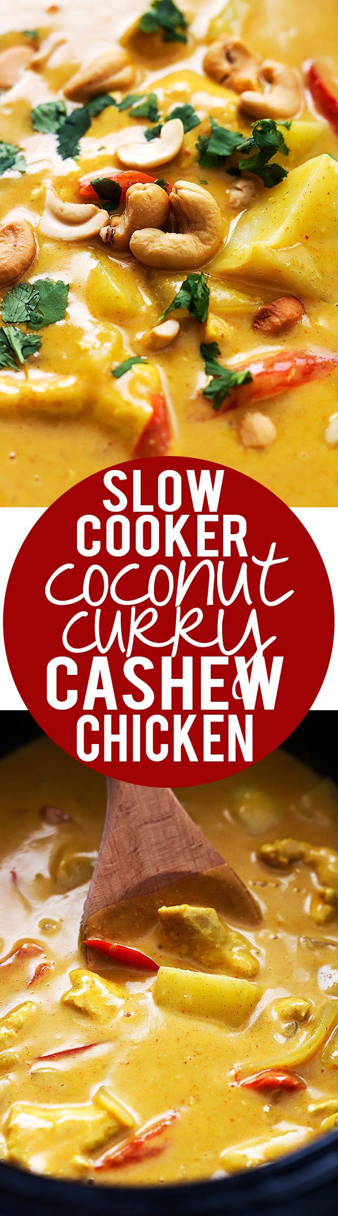 Slow Cooker Coconut Curry Cashew Chicken | Creme de la Crumb