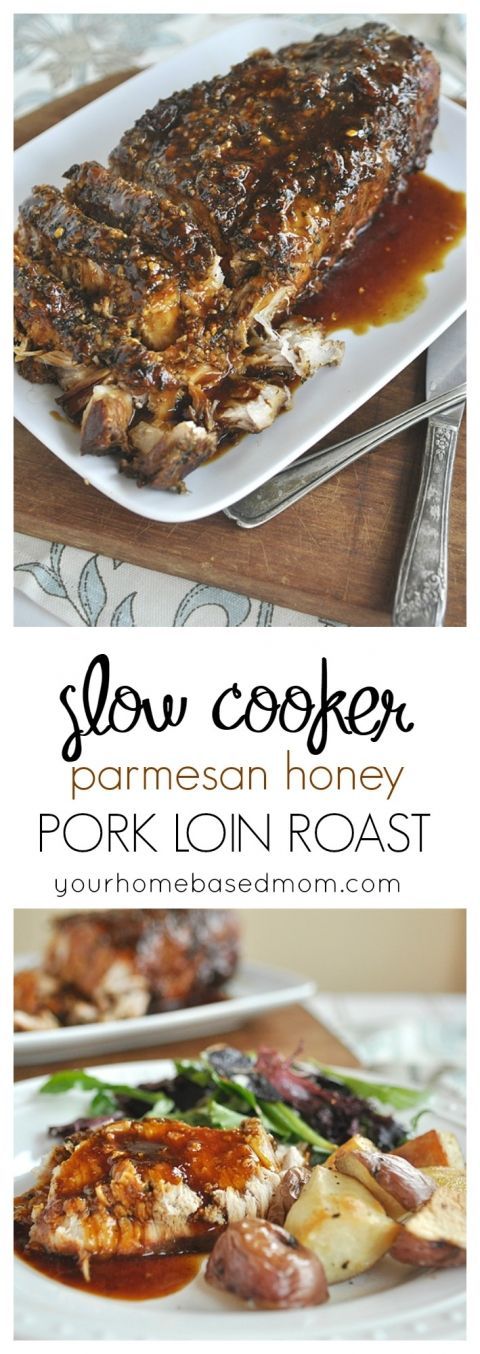 Slow Cooker Parmesan Honey Pork Loin Roast is one of the most pinned recipes on my site!  Easy and delicious @yourhomebasedmom.com