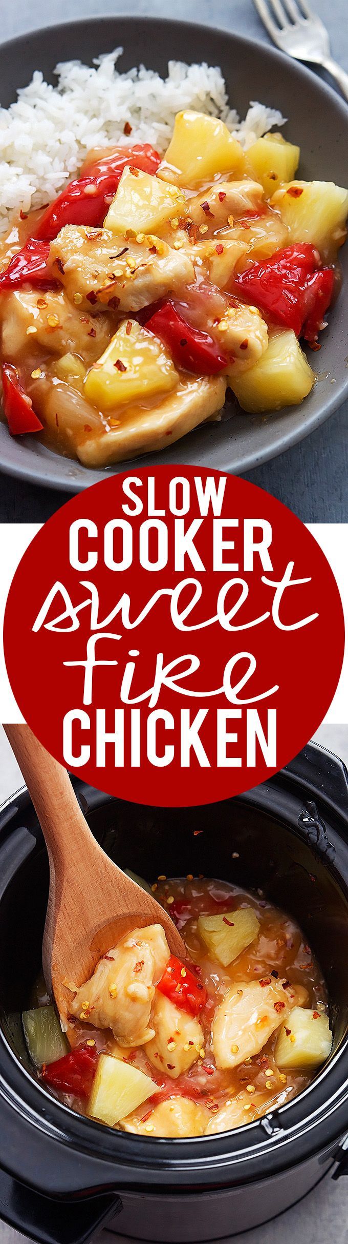 Slow Cooker Sweet Fire Chicken recipe | Creme de la Crumb