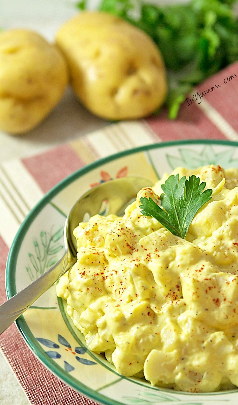 Southern Style Mustard Potato Salad Recipe. Tender potatoes, crunchy celery, mustard, eggs, and a creamy dressing make this side