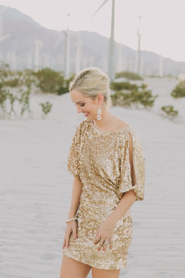 sparkly gold sequin dress for the bride to change into for the reception!