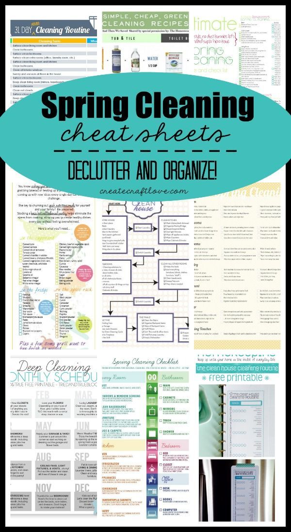 Spring Cleaning Cheat Sheets – everything you need to declutter and organize this spring! Organize and clean your whole house.