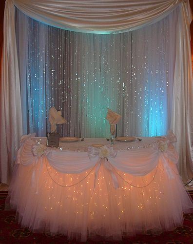 Table tutu with lights – would be cool to do this to Allys room – only in black!