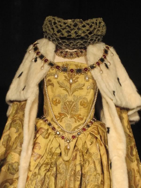 The actual coronation gown of Queen Elizabeth I.  It is amazing it survived the English Civil War and Cromwell’s wrath.  Most of