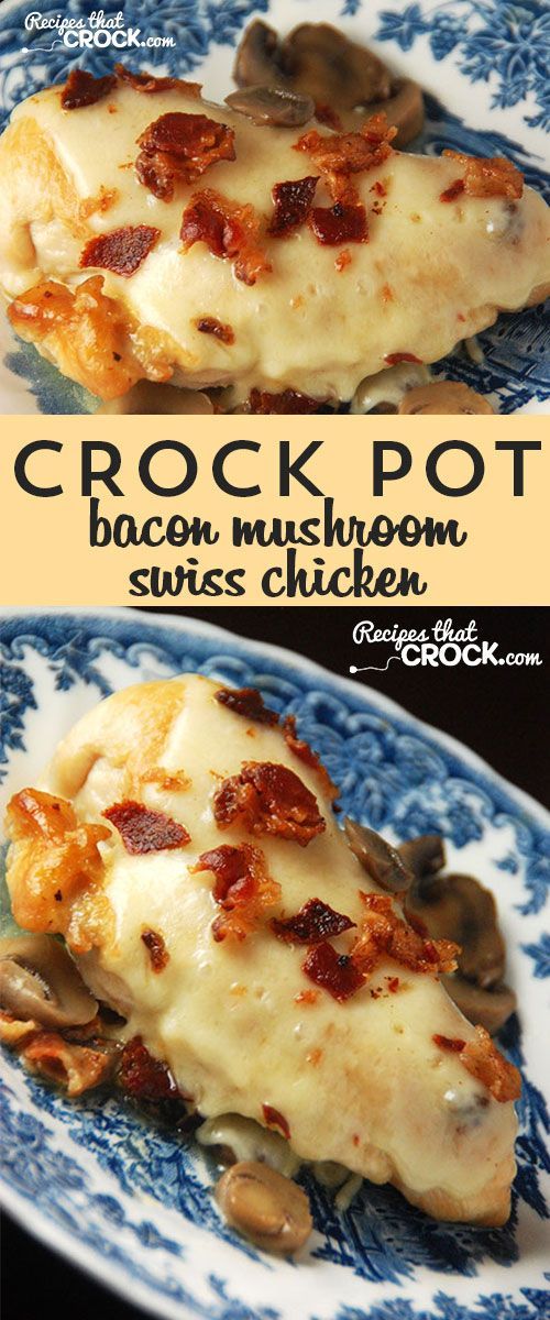 This Crock Pot Bacon Mushroom Swiss Chicken is a deliciously flavorful combination!