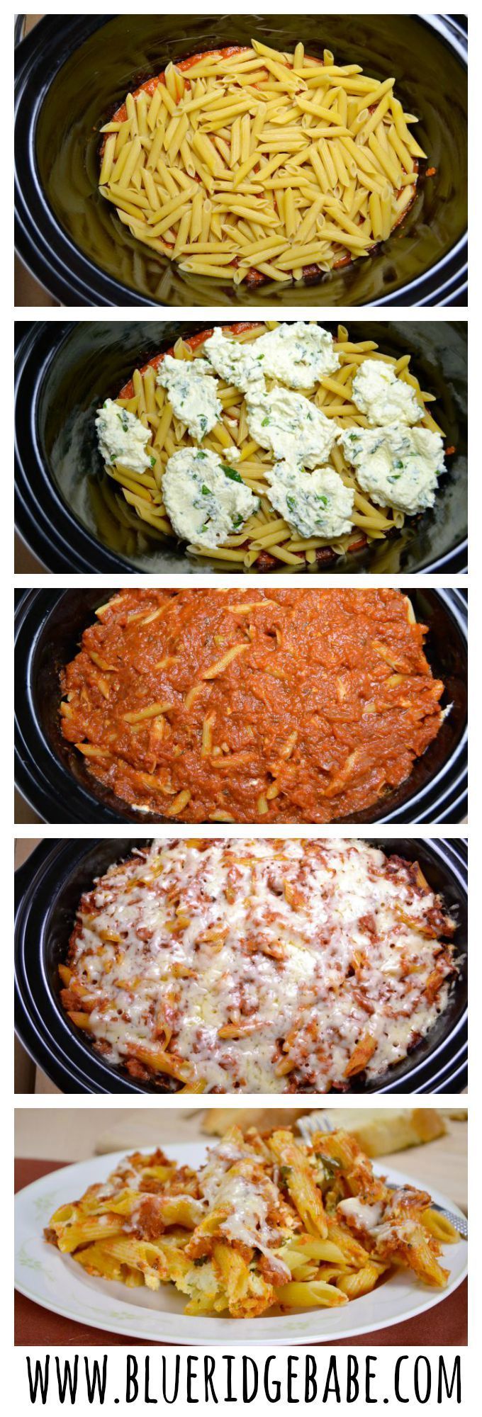 This Easy Crockpot Baked Ziti is the perfect dinner for fall! No cooking and minimal prep and tastes delicious!