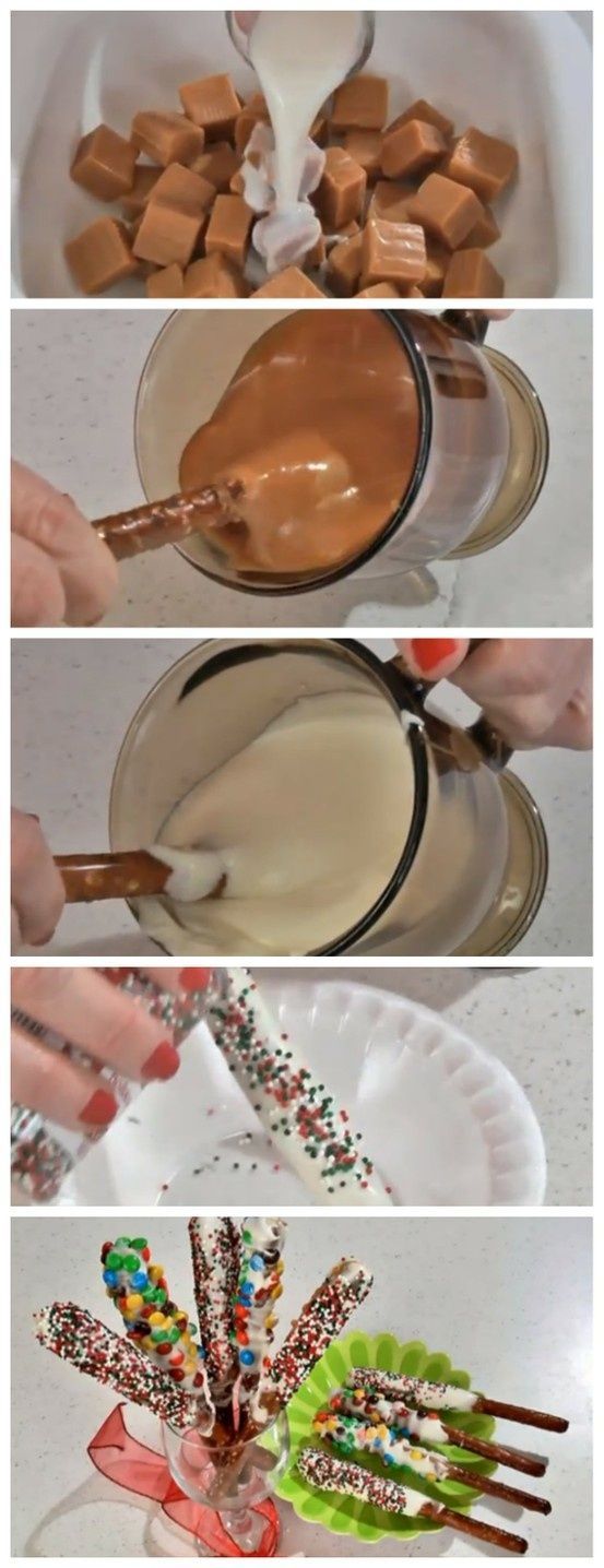 You can make these for any holiday :) Caramel and White Chocolate Flavored Pretzel Rods. Click for the recipe.