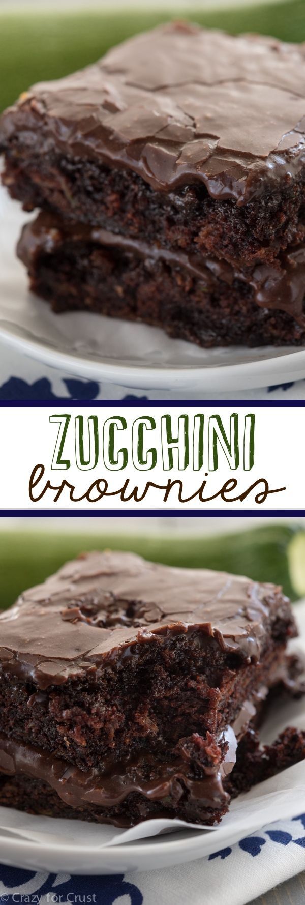 Zucchini Brownies – the easiest recipe for the most gooey, chocolaty, fudgy brownies full of zucchini! And NO ONE will guess!