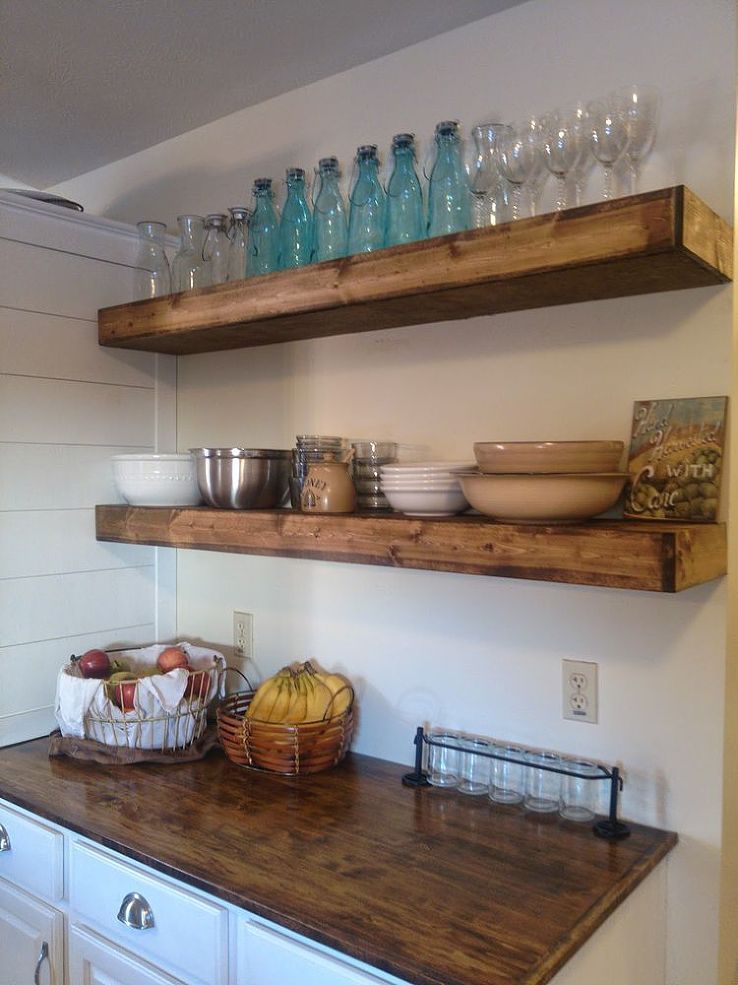 $20 DIY Floating Shelves – After taking down a bay of cabinets in my kitchen and looking at a bare wall for about a month, I had