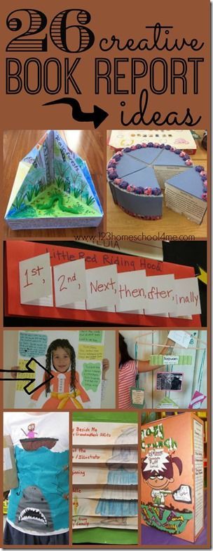 26 creative book report ideas – so many really unique and FUN book report projects for kids of all ages Kindergarten, 1st grade,