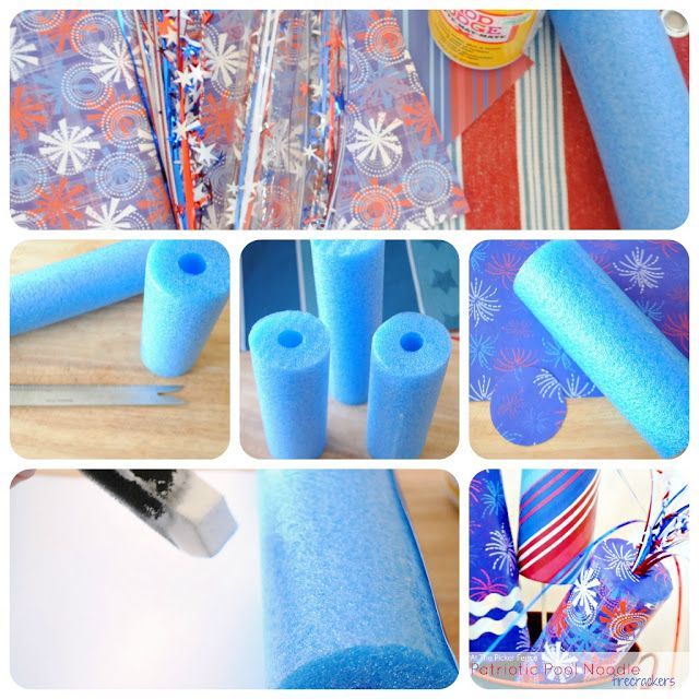 4th of July, pool noodle, craft, patriotic, firecrackers