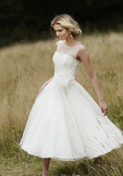50’s Vintage inspired tea length wedding dress–Make to measurement. $155.00, via Etsy. Yes but longer
