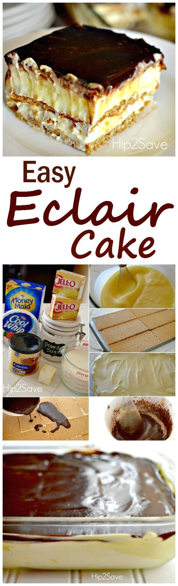 A wonderful and easy eclair dessert cake recipe. Enjoy this will your family after a wonderful meal, or make it to impress your