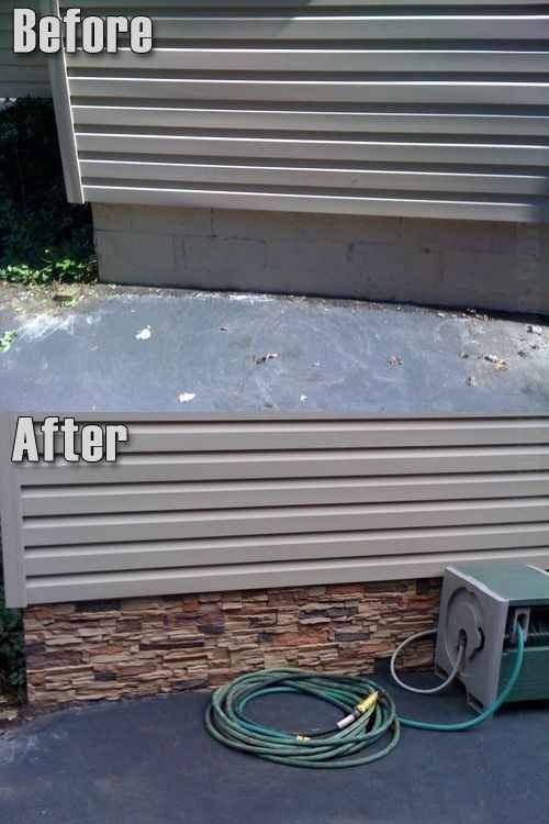 Apply stone or tile to the siding of the foundation of your home. | 41 Cheap And Easy Backyard DIYs You Must Do This Summer