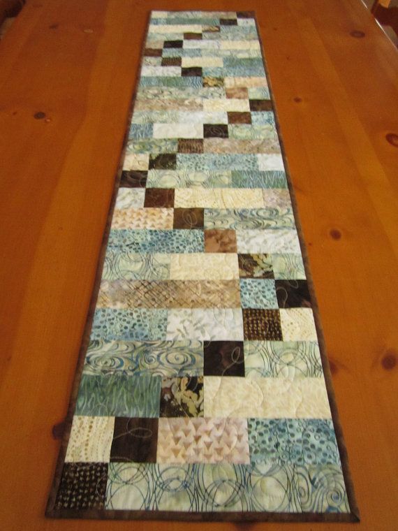 Batik Table Runner Quilted Table Runner by PatchworkMountain