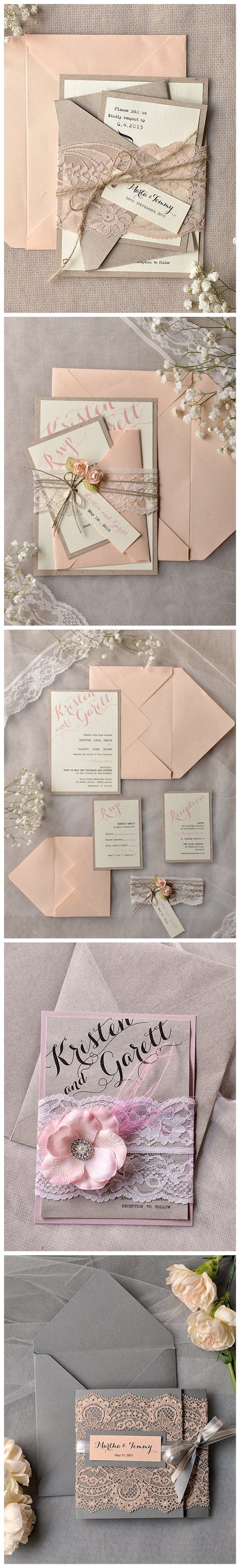 Blush & Pink Rustic Wedding Invitations