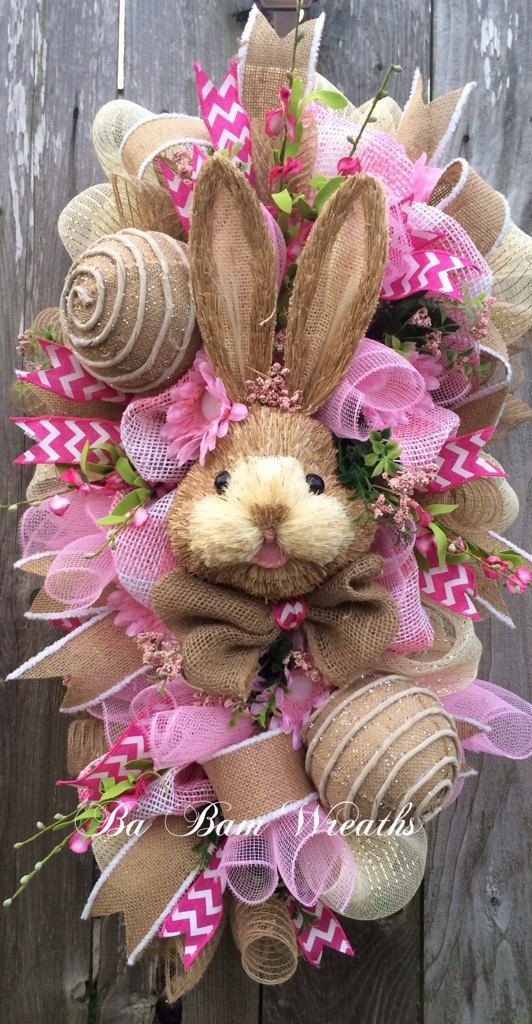 Bunny Wreath Easter Swag Spring Wreath Rustic by BaBamWreaths