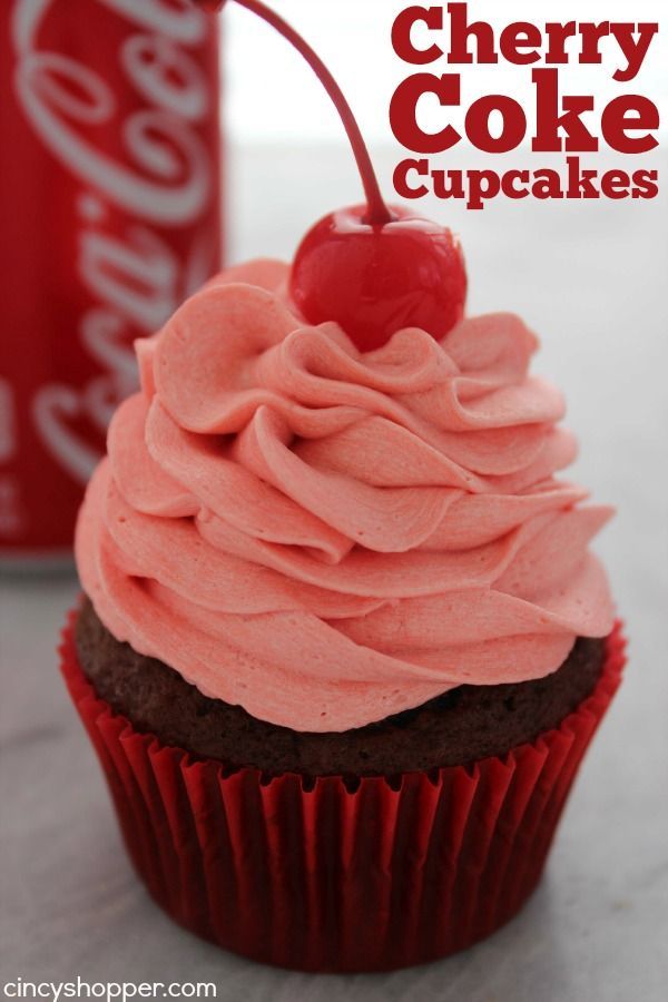 Cherry Coke Cupcakes- Super fun cupcake. Easy and super tasty!