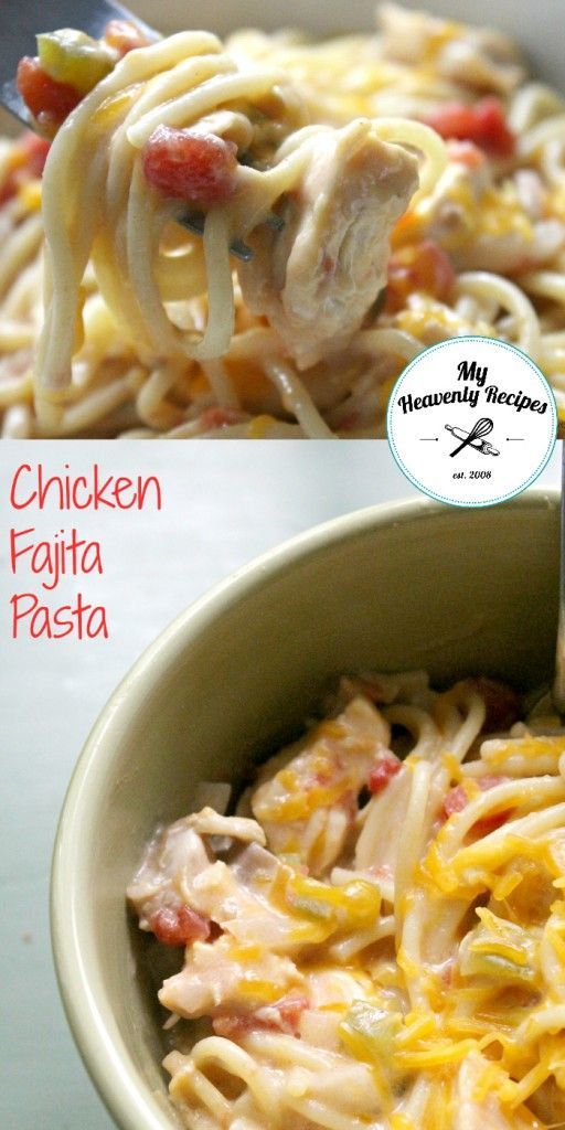 Chicken Fajita Pasta Crock Pot Recipe – A quick & easy week night recipe. Dump all the ingredients in, let it cook in the