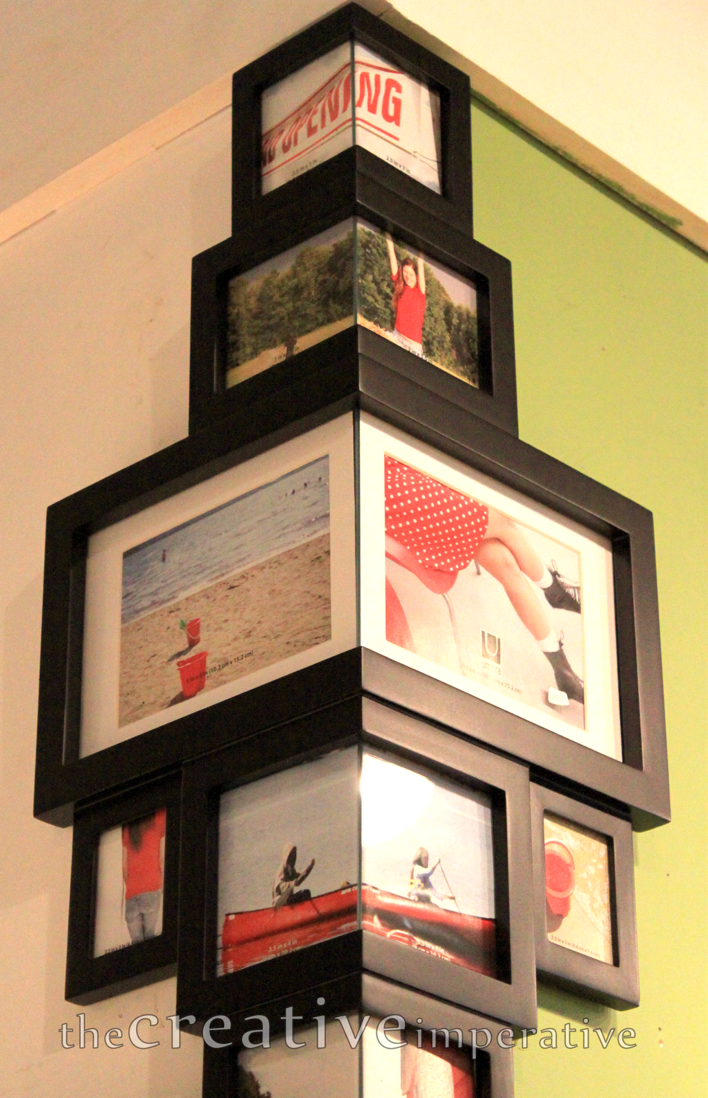 Corner photo frames…love this idea and is SO unique!