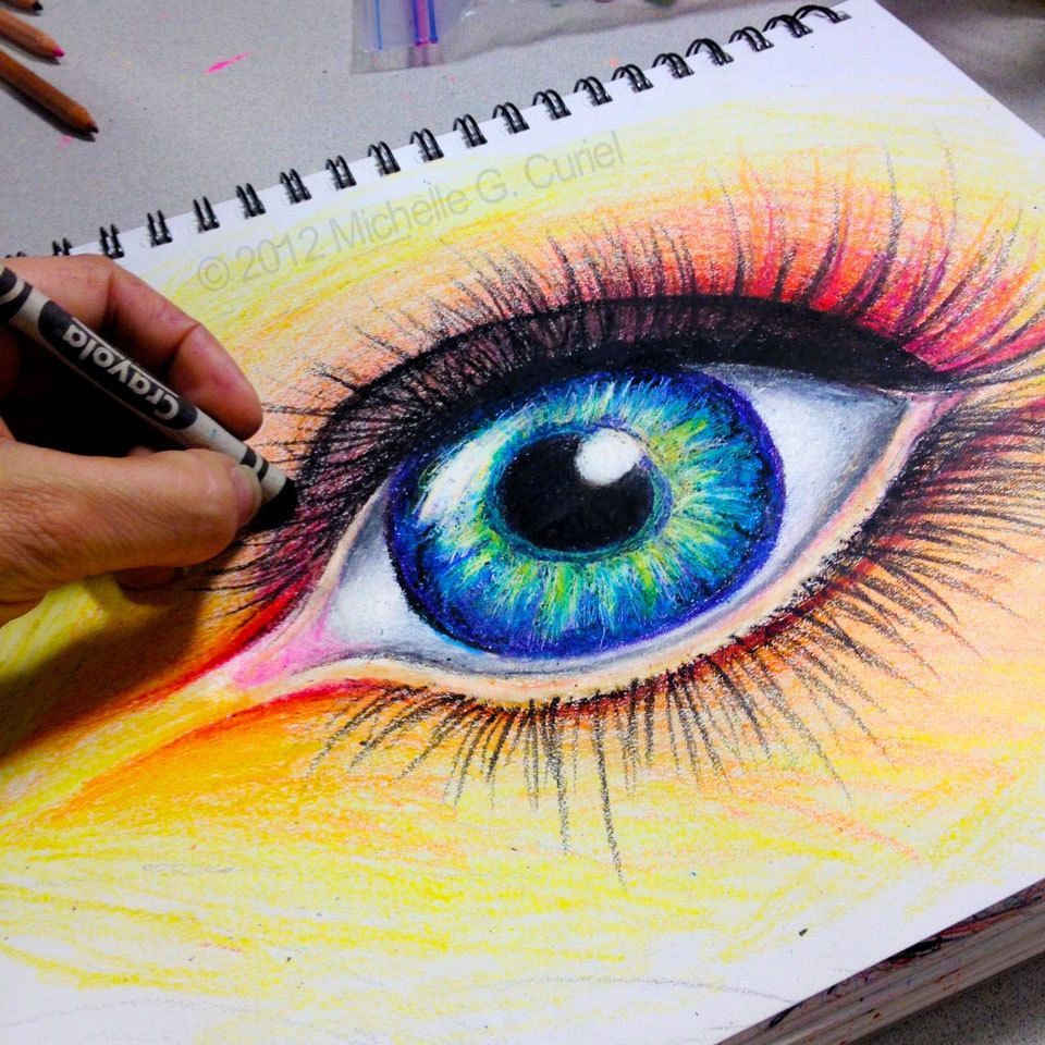 Crayola Eye  Original ART 9×12 with 11×14 Mat by michellecuriel, $99.99