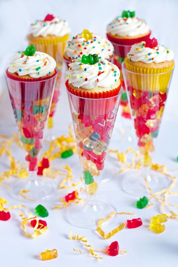 #DailyBlogFind  – Boozy Gummy Bear Cupcakes (soak your gummys then throw them in a dollar flute then drop cupcakes on top)
