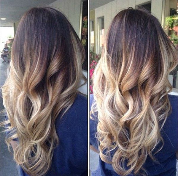 Dark brown to blonde ombre & balayage  hairstyle, wondeful summer waves 2015