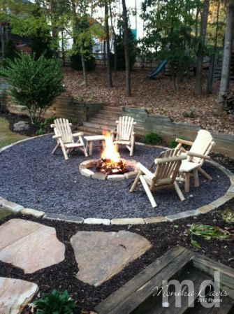 DIY fire pit stone and brick, we could honestly fit somethin like this in the back and lay off candles all around.