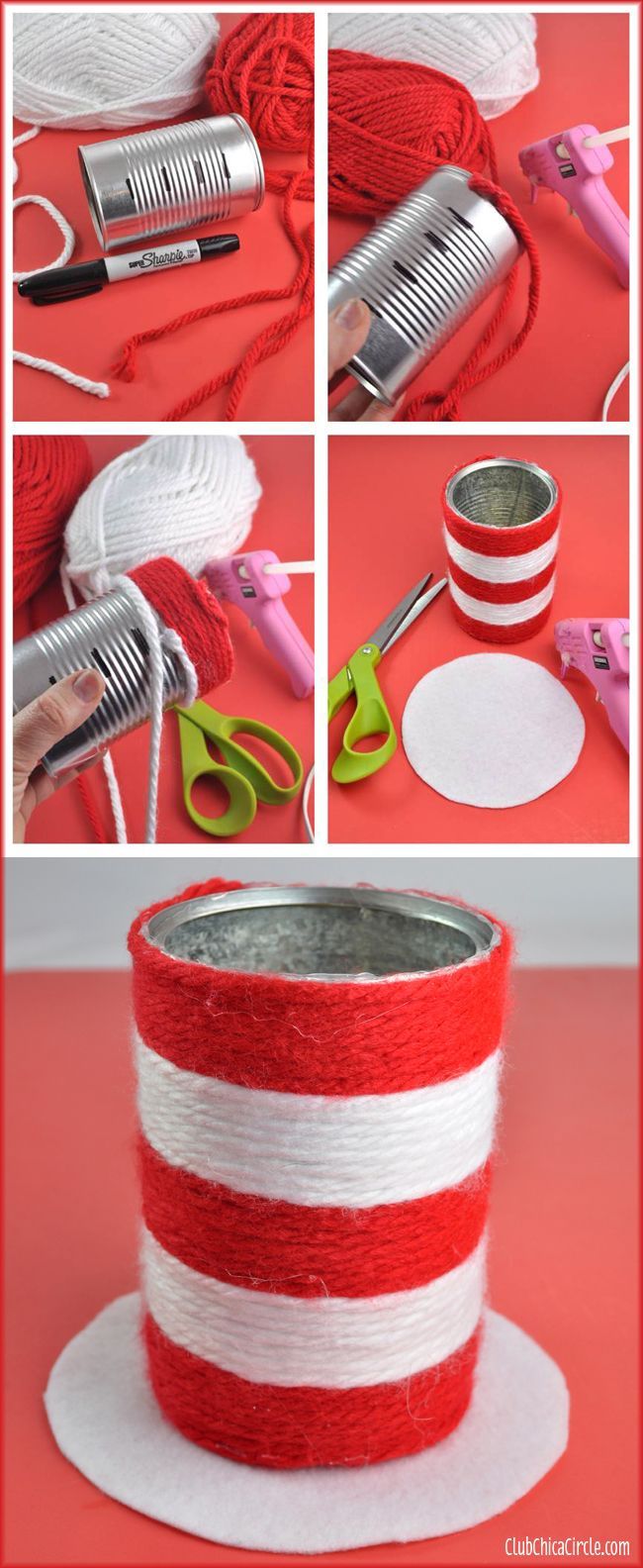 Dr. Suess Hat Pencil Cup Easy Craft Idea with Truffula Tree Pencils | Tween Craft Ideas for Mom and Daughter