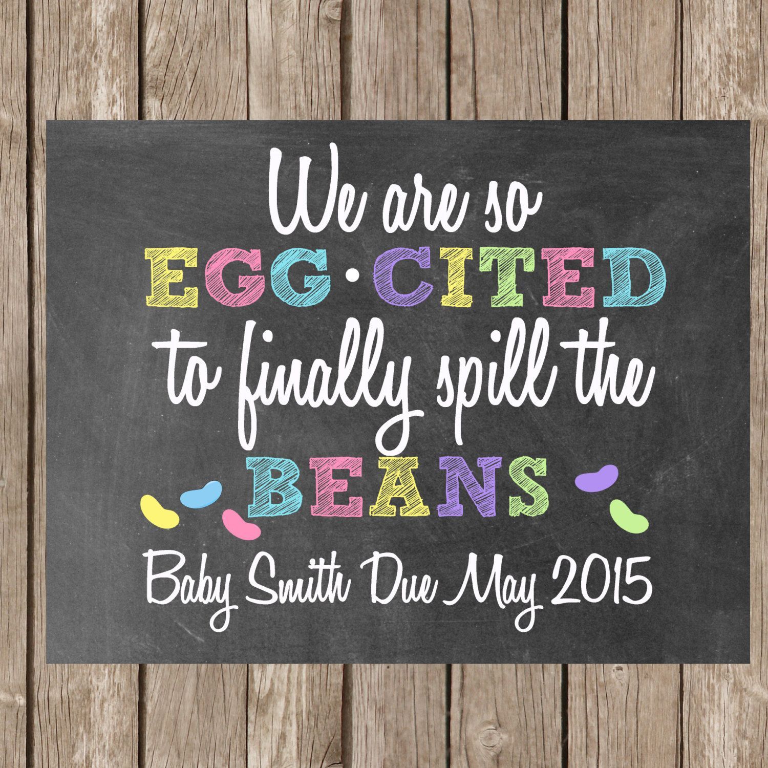Easter Pregnancy Announcement Sign Digital File Personalized by LetsimpressDesigns on Etsy