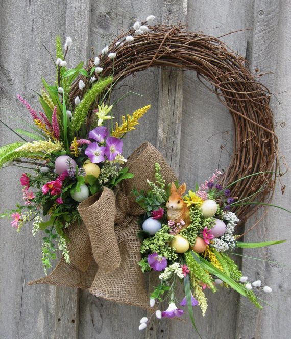 Easter Wreath, Spring Door Decor, Woodland Wreath, Bunny, Country Cottage Wreath