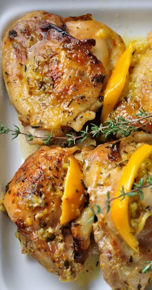 Easy Baked Lemon Chicken – Made with fresh lemons, herbs and garlic, just bake it in the oven.