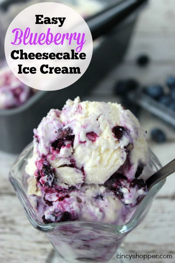 Easy No Churn Blueberry Cheesecake Ice Cream Recipe.