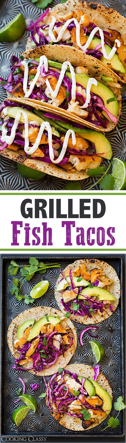 Grilled Fish Tacos with Lime Cabbage Slaw – These tacos are awesome! Delicious flavor and easy to make!
