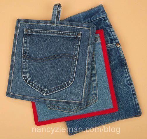 How to sew potholders and mitts from denim jeans