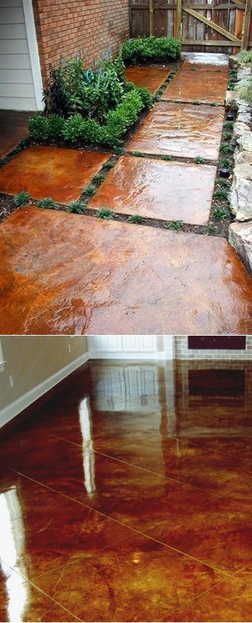 How to stain concrete yourself… love these stones outside! Definitely need to remember this