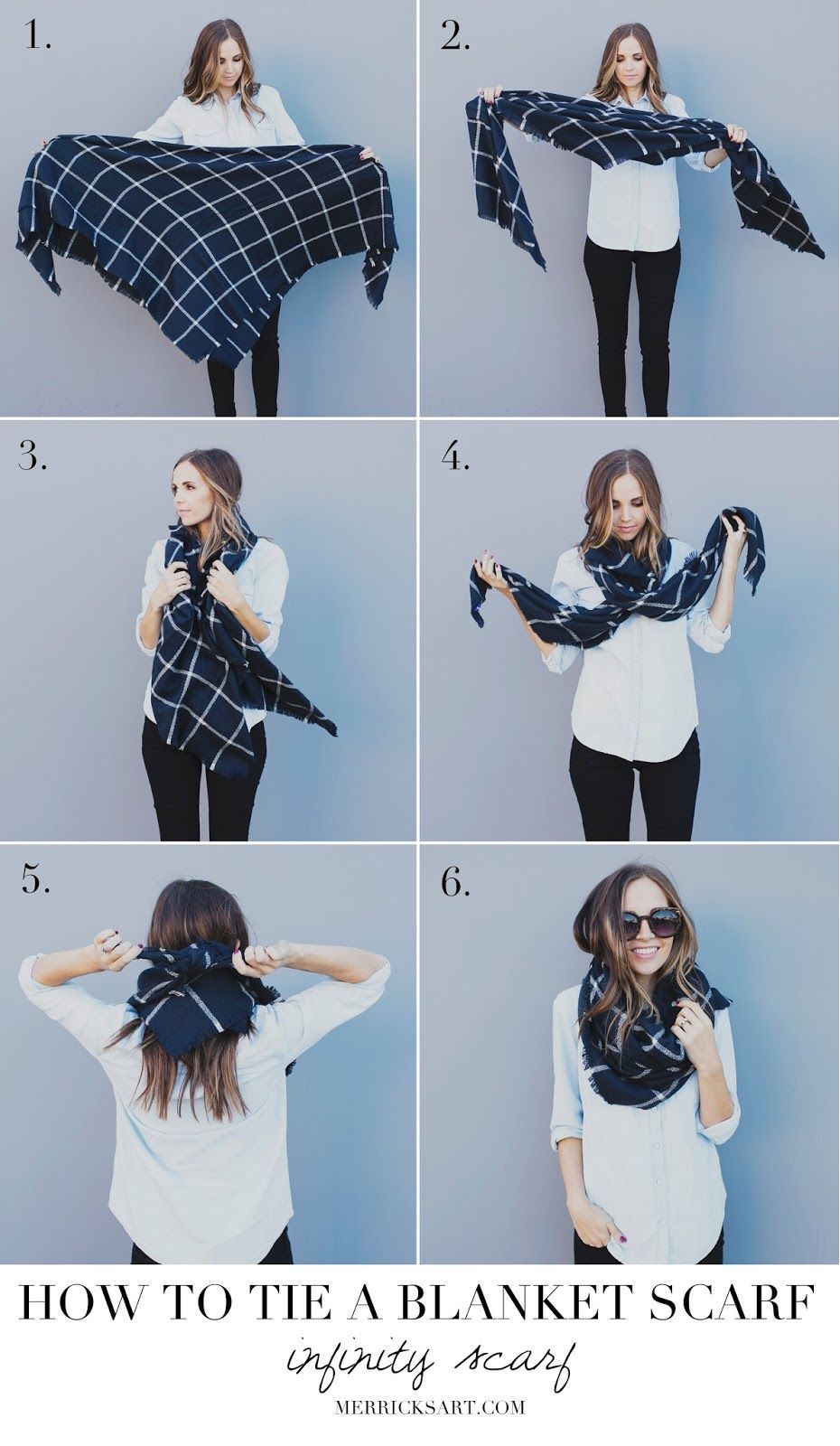 How to tie your blanket scarf into an infinity scarf
