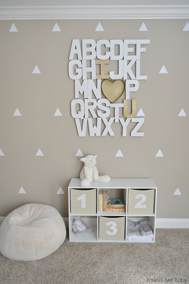 I Love You Alphabet Accent Wall in a Mod, Neutral Nursery – Project Nursery