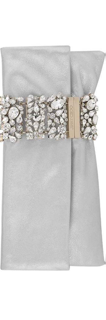 Jimmy Choo Chandra Diamond Metallic Leather with Hollywood Crystal Bracelet Clutch Bag LOOKandLOVEwithLOLO