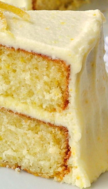 Lemon Velvet Cake Recipe ~ this lemon cake is a perfectly moist and tender crumbed cake with a lemony buttercream frosting.