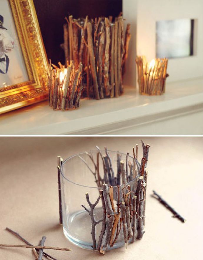 Living Room Christmas Decorations- would like to do for those used Yankee Candle jars….perfect reuse and recycle